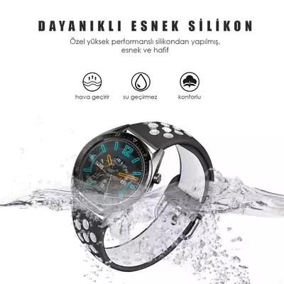 Microsonic Samsung Gear S3 Frontier Rainbow Sport Band Kordon Siyah Beyaz