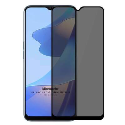 Microsonic Oppo A16 Invisible Privacy Kavisli Ekran Koruyucu Siyah