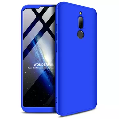 Microsonic Xiaomi Redmi 8 Kılıf Double Dip 360 Protective Mavi