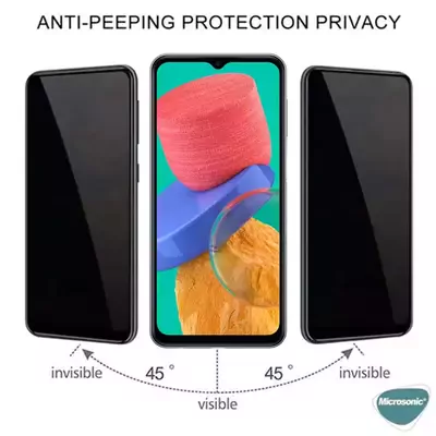 Microsonic Vivo Y35 Privacy 5D Gizlilik Filtreli Cam Ekran Koruyucu Siyah