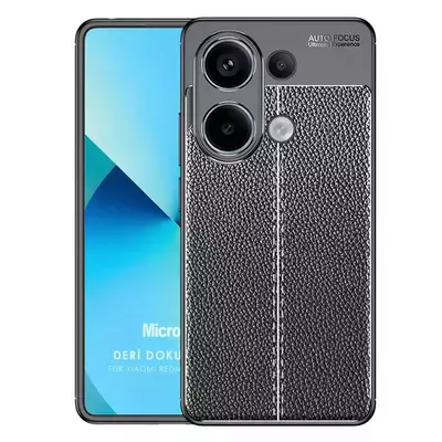 Microsonic Xiaomi Redmi Note 13 Pro 4G Kılıf Deri Dokulu Silikon Siyah