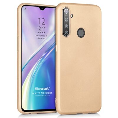 Microsonic Realme 5 Pro Kılıf Matte Silicone Gold