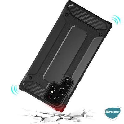 Microsonic Samsung Galaxy S22 Ultra Kılıf Rugged Armor Mavi