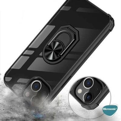 Microsonic Apple iPhone 13 Mini Kılıf Grande Clear Ring Holder Kırmızı