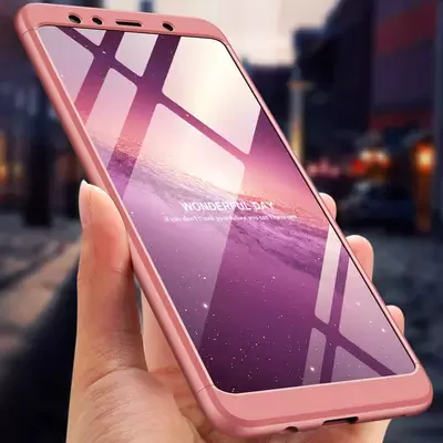 Microsonic Samsung Galaxy A7 2018 Kılıf Double Dip 360 Protective Rose Gold