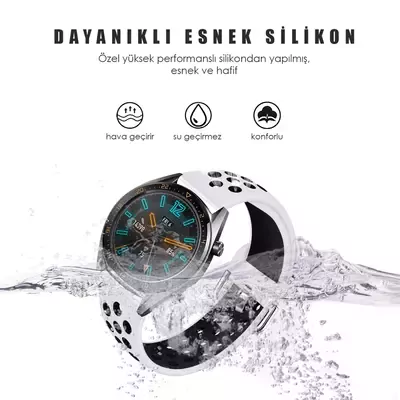 Microsonic Samsung Gear S3 Frontier Rainbow Sport Band Kordon Beyaz Siyah