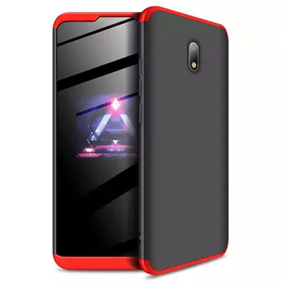 Microsonic Xiaomi Redmi 8A Kılıf Double Dip 360 Protective Siyah Kırmızı