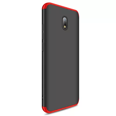 Microsonic Xiaomi Redmi 8A Kılıf Double Dip 360 Protective Siyah Kırmızı