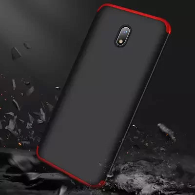 Microsonic Xiaomi Redmi 8A Kılıf Double Dip 360 Protective Siyah Kırmızı