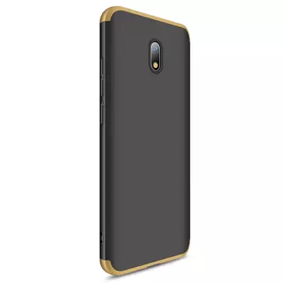 Microsonic Xiaomi Redmi 8A Kılıf Double Dip 360 Protective Siyah Gold