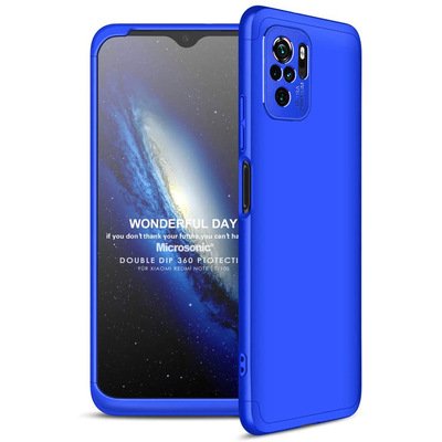 Microsonic Xiaomi Redmi Note 10S Kılıf Double Dip 360 Protective AYS Mavi