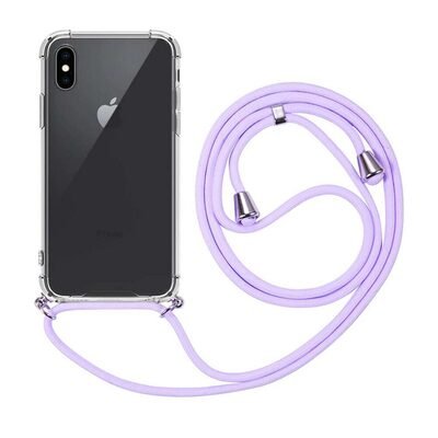 Microsonic Apple iPhone X Kılıf Neck Lanyard Lila