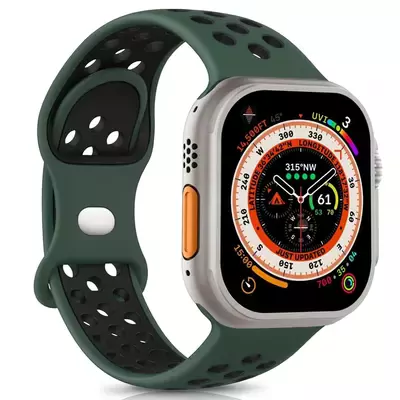 Microsonic Apple Watch Series 11 46mm Kordon Rainbow Band Yeşil Siyah
