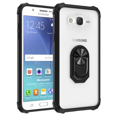 Microsonic Samsung Galaxy J7 Core Kılıf Grande Clear Ring Holder Siyah