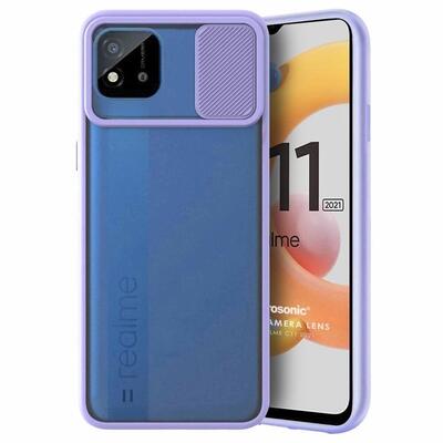 Microsonic Realme C11 2021 Kılıf Slide Camera Lens Protection Lila