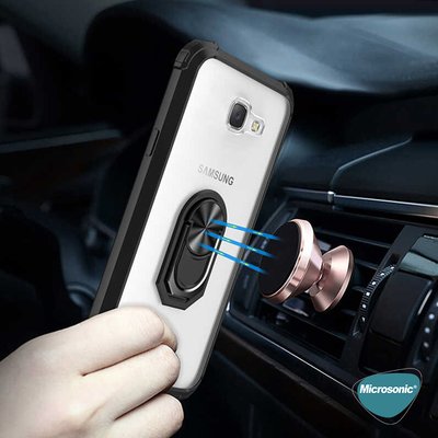 Microsonic Samsung Galaxy J7 Prime Kılıf Grande Clear Ring Holder Lacivert