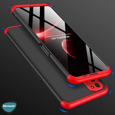 Microsonic Oppo A72 Kılıf Double Dip 360 Protective AYS Siyah Kırmızı