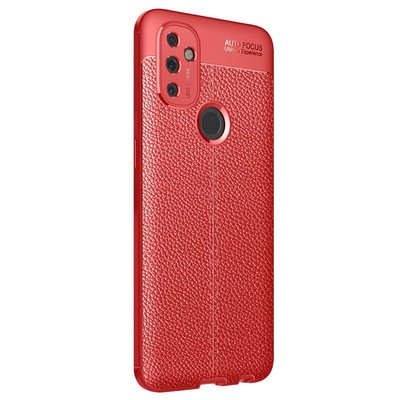 Microsonic OnePlus Nord N100 Kılıf Deri Dokulu Silikon Kırmızı