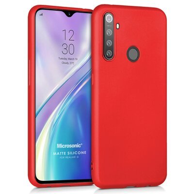 Microsonic Realme 5i Kılıf Matte Silicone Kırmızı