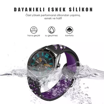 Microsonic Samsung Gear S3 Classic Rainbow Sport Band Kordon Siyah Mor