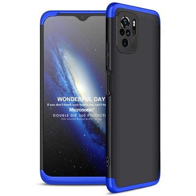 Microsonic  Xiaomi Redmi Note 10S Kılıf Double Dip 360 Protective AYS Siyah Mavi