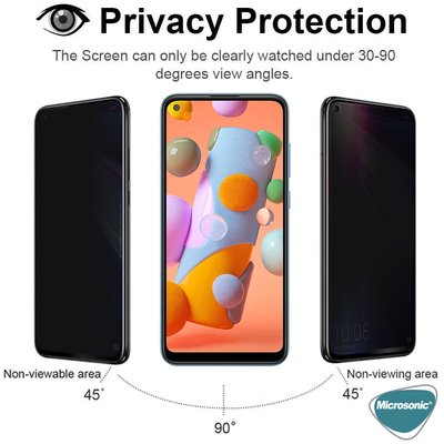 Microsonic Samsung Galaxy M11 Invisible Privacy Kavisli Ekran Koruyucu Siyah