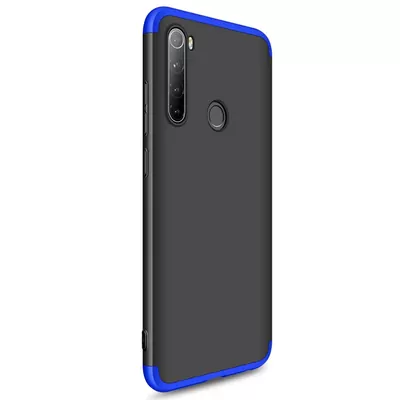 Microsonic Xiaomi Redmi Note 8 Kılıf Double Dip 360 Protective Siyah Mavi