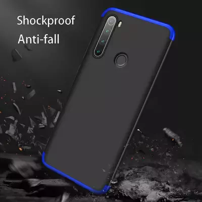 Microsonic Xiaomi Redmi Note 8 Kılıf Double Dip 360 Protective Siyah Mavi