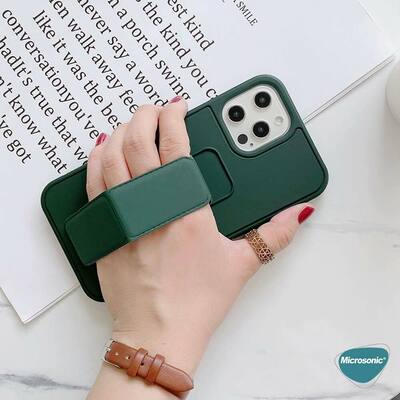 Microsonic Apple iPhone 12 Kılıf Hand Strap Kırmızı