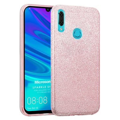 Microsonic Huawei Y7 2019 Kılıf Sparkle Shiny Rose Gold