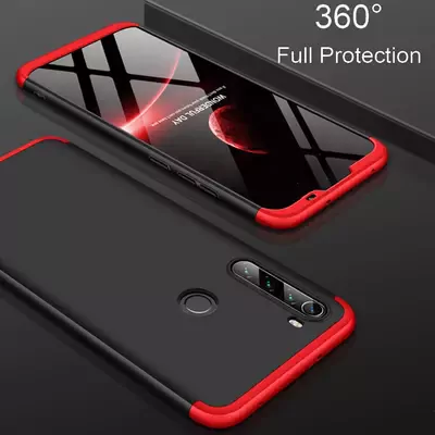 Microsonic Xiaomi Redmi Note 8 Kılıf Double Dip 360 Protective Siyah Kırmızı