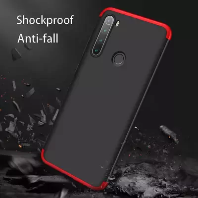 Microsonic Xiaomi Redmi Note 8 Kılıf Double Dip 360 Protective Siyah Kırmızı