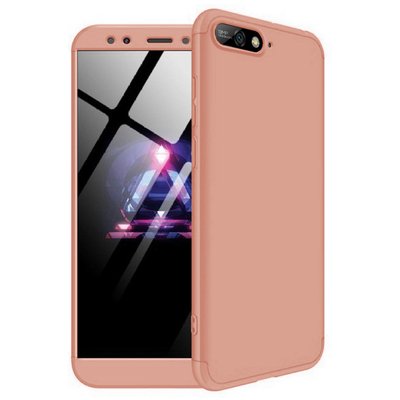 Microsonic Huawei Y6 2018 Kılıf Double Dip 360 Protective AYS Rose Gold