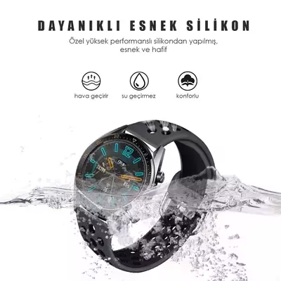 Microsonic Samsung Gear S3 Classic Rainbow Sport Band Kordon Siyah