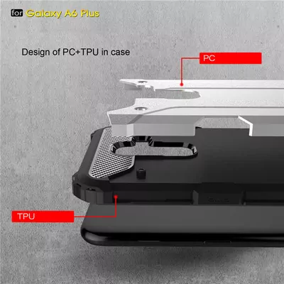 Microsonic Samsung Galaxy A6 Plus 2018 Kılıf Rugged Armor Siyah