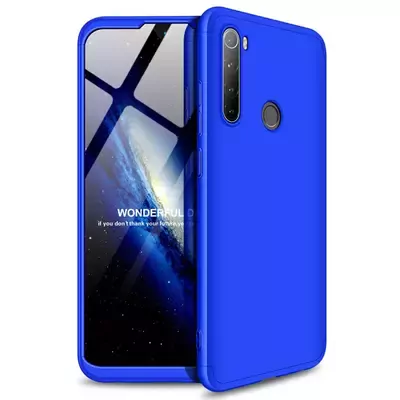 Microsonic Xiaomi Redmi Note 8 Kılıf Double Dip 360 Protective Mavi