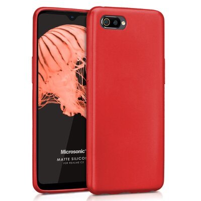 Microsonic Realme C2 Kılıf Matte Silicone Kırmızı