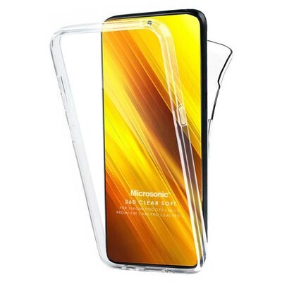 Microsonic Xiaomi Redmi K40 Kılıf Komple Gövde Koruyucu Silikon Şeffaf