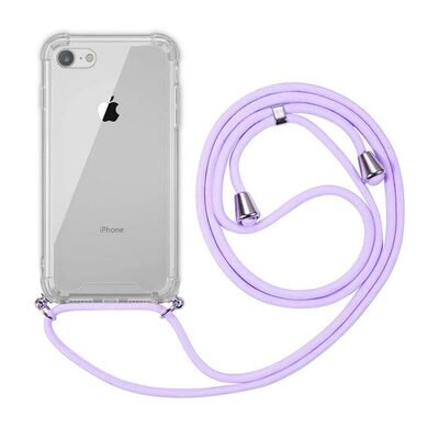 Microsonic Apple iPhone 8 Kılıf Neck Lanyard Lila