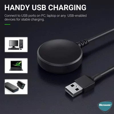 Microsonic Samsung Galaxy Watch Ultra 2025 Manyetik USB 2 Amper Şarj Kablosu Siyah