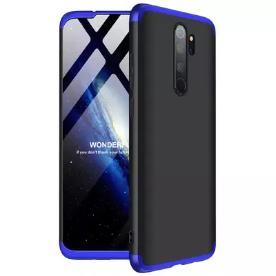 Microsonic Xiaomi Redmi Note 8 Pro Kılıf Double Dip 360 Protective Siyah Mavi