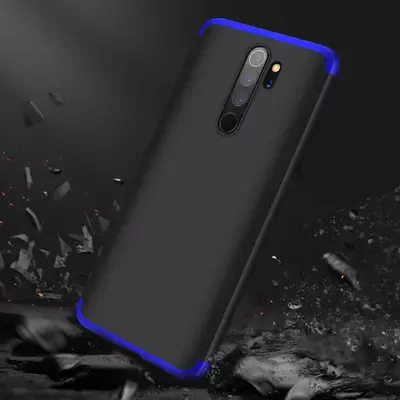 Microsonic Xiaomi Redmi Note 8 Pro Kılıf Double Dip 360 Protective Siyah Mavi