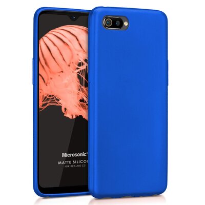 Microsonic Realme C2 Kılıf Matte Silicone Mavi