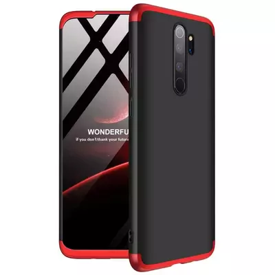 Microsonic Xiaomi Redmi Note 8 Pro Kılıf Double Dip 360 Protective Siyah Kırmızı