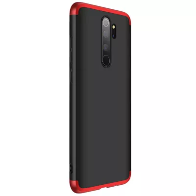 Microsonic Xiaomi Redmi Note 8 Pro Kılıf Double Dip 360 Protective Siyah Kırmızı