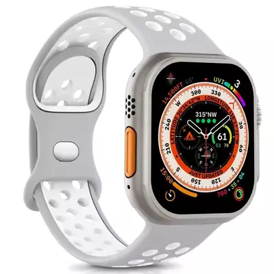 Microsonic Apple Watch Series 11 46mm Kordon Rainbow Band Gri Beyaz