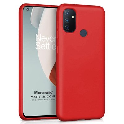 Microsonic OnePlus Nord N100 Kılıf Matte Silicone Kırmızı