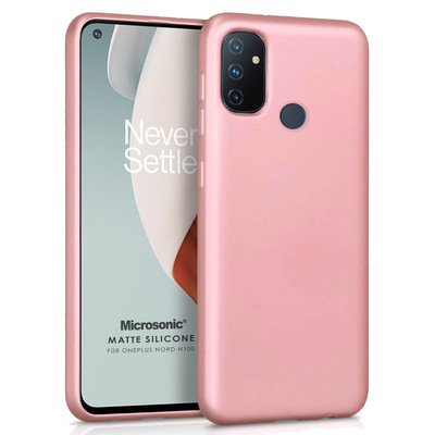 Microsonic OnePlus Nord N100 Kılıf Matte Silicone Rose Gold