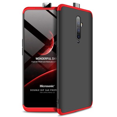 Microsonic Oppo Reno 2Z Kılıf Double Dip 360 Protective AYS Siyah Kırmızı