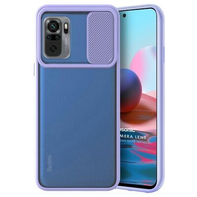 Microsonic Xiaomi Redmi Note 10S Kılıf Slide Camera Lens Protection Lila